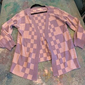 Lilac Checkerboard GrandPa Cardigan